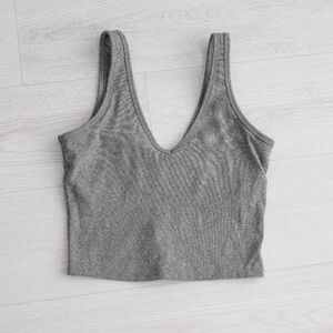 GapFit Studio Rib V-Neck Brami Gray